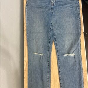 Madewell Womens Size 26 The High-Rise Slim Crop Boyjean Distressed Jeans